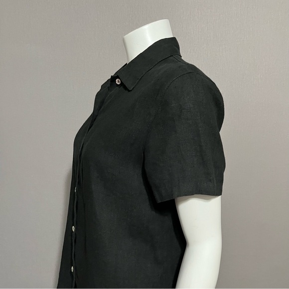 SOLD⭐️Comfy 100% Linen Black Short Sleeve Shirt Sz-Medium - Picture 3 of 9